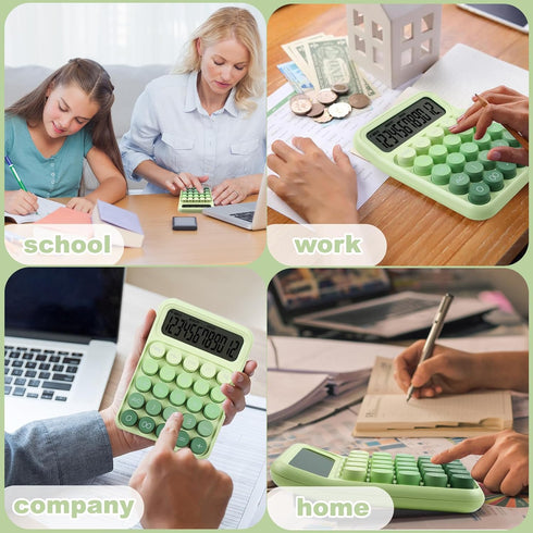 Mechanical Pushbutton Calculator, 12 Digit Large LCD Display, Big Buttons Easy to Press Use as Office Calculators Desktop, Forest Green Computer B...