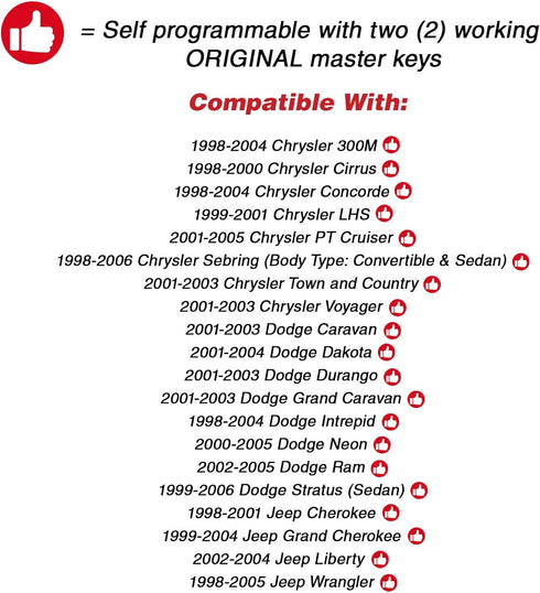 KeylessOption Keyless Remote Fob Uncut Ignition Car Key for Jeep Liberty, Stratus, Intrepid GQ43VT17T, 04602260...