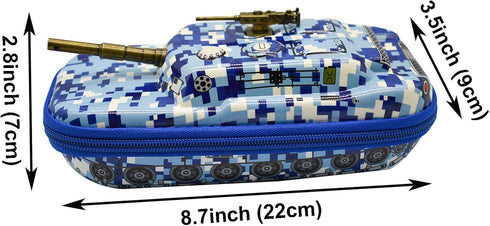Maydahui Tank Shape Pencil Case Large Capacity Pen Pouch Holder Compartments Organizer Pencil Bag Stationery Box Waterproof EVA Camouflage Blue......