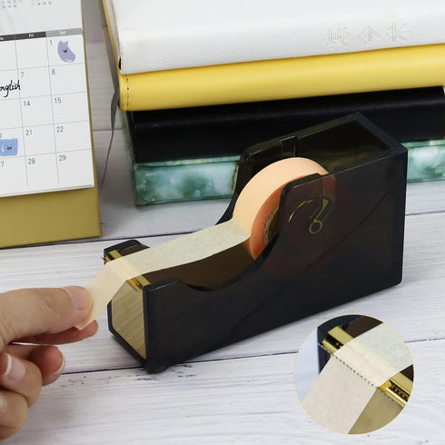 Acrylic Black Tape Dispenser Gold for Desk Masking Tape Cutter Holder 1-Inch Core Office Tape Dispenser...
