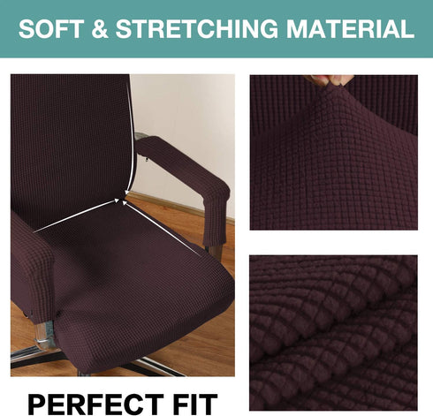 Turquoize Office Chair Cover - Stretch Computer Chair Cover with Arms, Universal Removable Rotating Slipcover for Dogs, Cats & Pets, Brown...