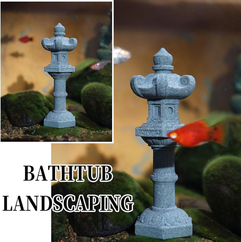6pcs Miniature Pagoda Statues, Japanese Lantern Pagoda Style Asian Decor, Chinese Pagoda Statue for Fish Tank Aquarium Ornament Decor Bonsai Micro...
