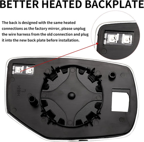 Driver Side Mirror Replacement for 2013 2014 2015 2016 2017 Honda Accord Mirrors Glass - Convex Mirror Glass, Left Side Rear View Mirror with Heat...