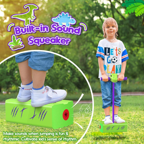 Jumping Helps Grow Taller, Dinosaur Toys for 3-8 Year Old Boys, Foam Pogo Jumper for Kids Pogo Stick for Kids, Outdoor Toys Birthday Party Gifts C...