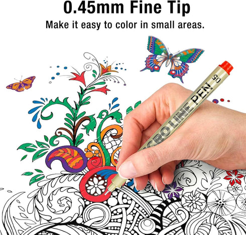 12 Colors 05 Micro Fineliner Drawing Art Pens, Waterproof Archival Ink Pens, 0.45mm Multiliner Fine Liner Pens for Illustration Technical Sketchin...