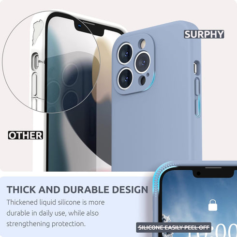 SURPHY Compatible with iPhone 13 Pro Case with Screen Protector, (Camera Protection & Soft Microfiber Lining) Liquid Silicone Phone Case 6.1 inch ...