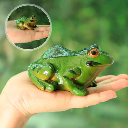 2pcs Frog Statues, 2 Sizes Resin Frogs Garden Miniatures Decor Lifelike Frog Miniature Figurines Animals Ornament for Garden Landscape Dollhouse D...