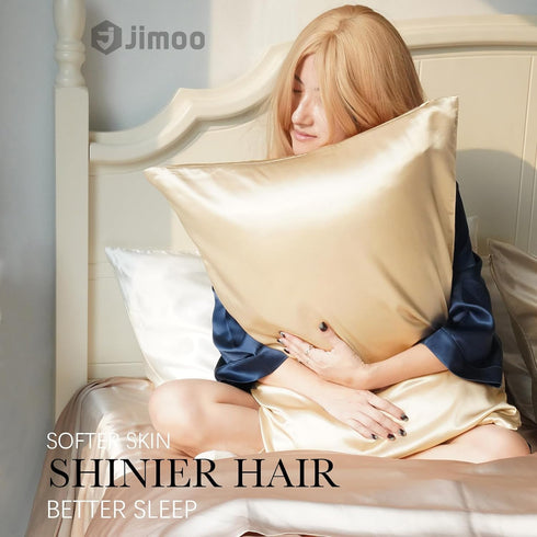 100% Mulberry Silk Pillowcase for Hair and Skin, 22 Momme Natural Silk Pillow Case with Zipper, Both Sided Pure Silk Pillow Cover for Women Mom Me...