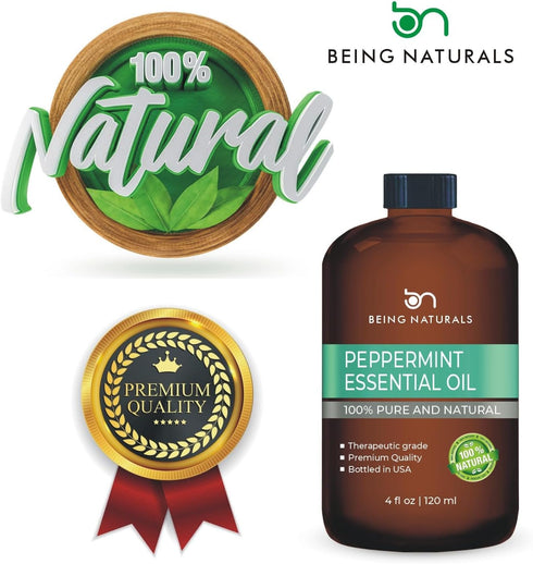 Peppermint Essential Oil - Huge 4 FL OZ - 100% Pure & Natural – Premium Natural Oil with Glass Dropper (Peppermint Oil)...