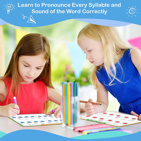 Phonemic Awareness Dry Erase Board,9" x 12" Syllable Small Whiteboard,Speech Therapy Material Phonics Games, Letter Sound,Science Reading Manipula...