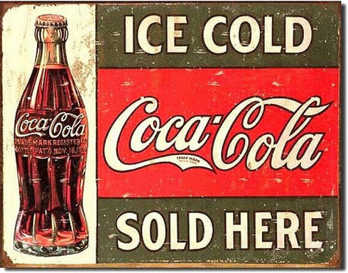 Tin Sign - Coke - C. 1916 Ice Cold, 16x13...
