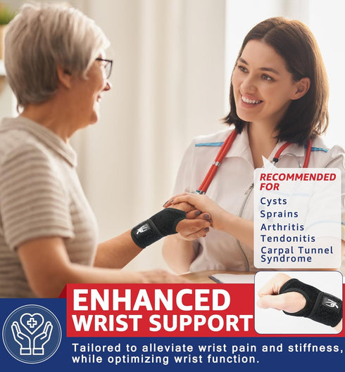 HiRui Wrist Brace Wrist Wraps, Compression Wrist Straps Wrist Support for Workout, Tendonitis, Recovery, Carpal Tunnel Arthritis, Pain Relief - Ad...