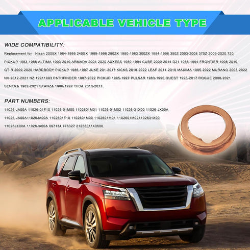 20Pcs Oil Drain Plug Gasket, Copper Crush Washer Compatible with Nissan/Infiniti G35 G37 Nissan - Rogue Sentra Xterra Altima Frontier Armada Jukes...