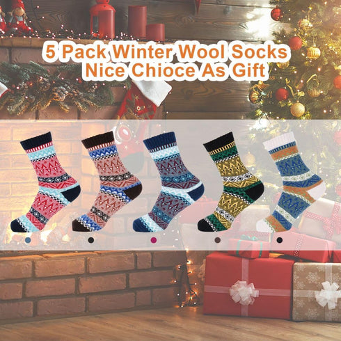 MORECOO Womens Winter Socks - Gift for Women - Thick Wool Socks Soft Warm Casual - Women Socks Gift Socks 5 Pairs...