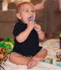 Brilliant Oral Care Baby’s First Toothbrush, Smooth Silicone Bristles Gently Clean Tender Teeth and Gums, for Ages 4+ Months, Green + Clear, 2 Pac...