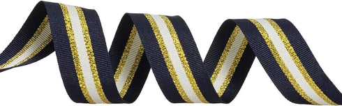 ATRBB 24 Yards 1 Inch Navy/Gold/White Stripe Grosgrain Ribbon Double Face Polyester Colorful Ribbon for Crafts DIY Gift Package Wrapping...