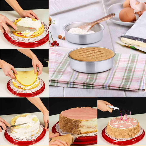 TeamFar 6 Inch Cake Pan, 2 Pcs Round Tier Cake Pan Set Stainless Steel for Baking Steaming Serving, Fit in Oven Pot Air Fryer, Healthy & Heavy Dut...