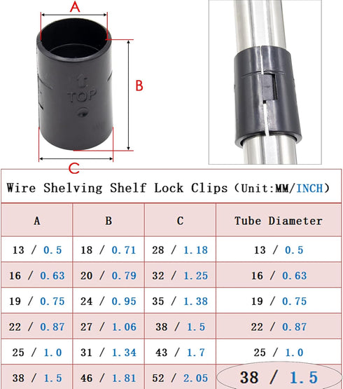 16 Pack Wire Shelf Shelving Clips for 1-1/2" Post, 8 Pair Plastic Shelf Clips Split Shelving Sleeves for Wire Shelf Brackets, Wire Shelving Replac...
