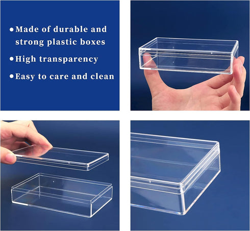 dedoot Clear Acrylic Box with Lids, 4 Pack 4.3x2.7x1 Inch Clear Acrylic Plastic Square Cube Storage Candy Box Containers for Wedding, Party, Treat...