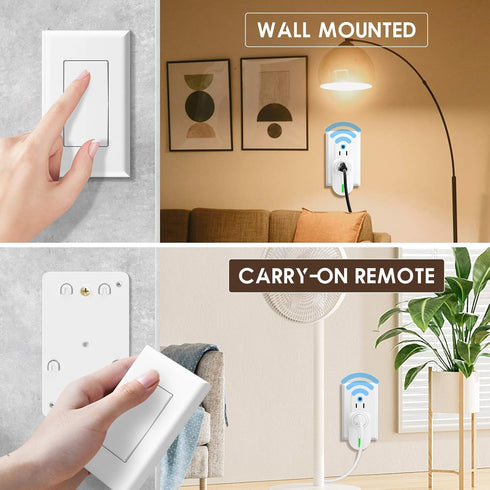 K KASONIC - Wireless Remote Control Outlet, Indoor Remote Light Switch for Plug in Lamp, Small Electrical Appliance up to 100 Feet Away, 10A/1200W...