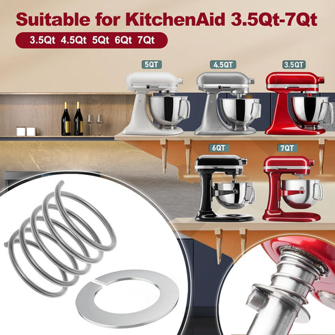 Stainless Steel Spring and Washer Fit Compatible with Kitchenaid Stand Mixer 3.5/4/5/6/7/8 Quart...