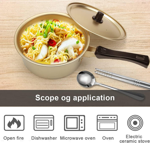 AHIER Ramen Pot, Korean Ramen Cooking Pot With Lid Spoon and Chopsticks, Korean Ramen Noodle Pot Fast Heating For Kitchen Cookware (Single Handle)...