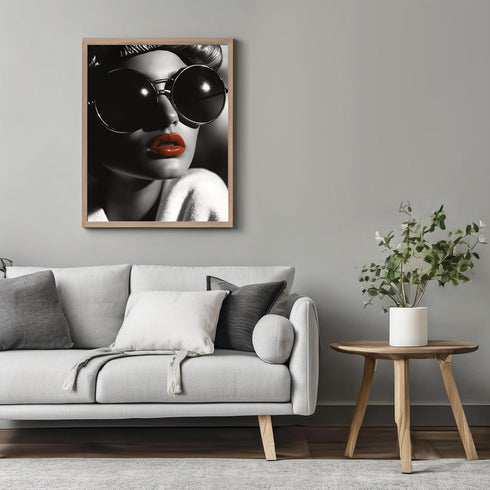 Posterizer 1 pcs-girly chic classic beauty-red lips and sunglasses 2-Photography Art Gift for Women, Fashionistas, Designer Fashion Fans Decor fo...
