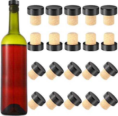24 Pieces Cork Plugs Stoppers Tasting T-shape Wine Corks with Plastic Top Wooden Wine Bottle Stopper Bottle Plugs Replacement for Beer, Glass Bott...