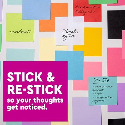 Post-it Super Sticky Notes, 5 Sticky Note Pads, 3 x 3 in., School Supplies for Students, Ideal for Textbooks, Notebooks, Walls and Vertical Surfac...