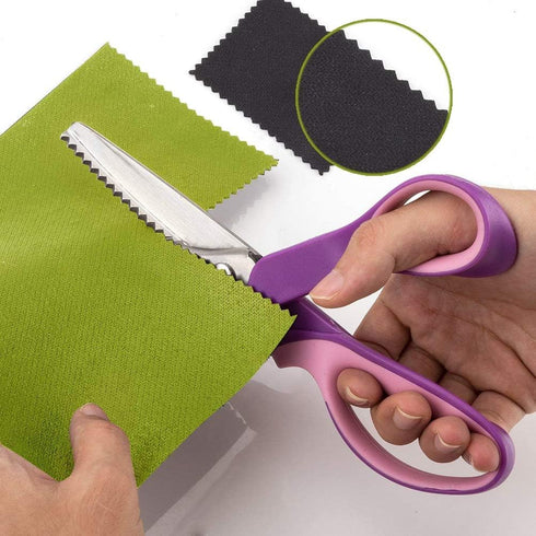 Pinking Shears, Stainless Steel Pinking Shears Comfort Grip Handled Professional Fabric Crafts Dressmaking Zig Zag Cut Scissors Sewing Scissors (9...