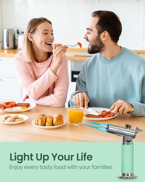 Butane Torch, RONXS Double Flame Kitchen Blow Torch Adjustable Refillable Cooking Torch Lighter with Continuous Flame for Creme Brulee, Baking, BB...