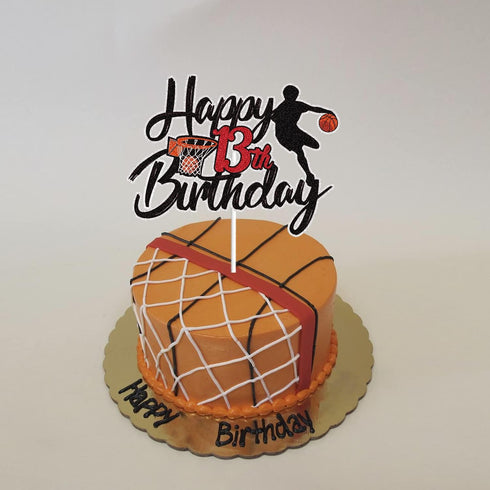 Basketball Happy 13th Birthday Cake Topper 13 Thirteen Years Old Basketball Player Scene Cake Decoration Sport Theme Thirteenth Birthday Party Eve...