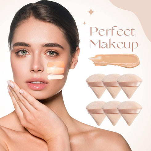 MOTZU 6 Pieces Powder Puff for Face , Cotton Velour Triangle Makeup Puff for Setting, Contouring, Under Eyes, and Corners, 2.76-inch Normal Size, ...
