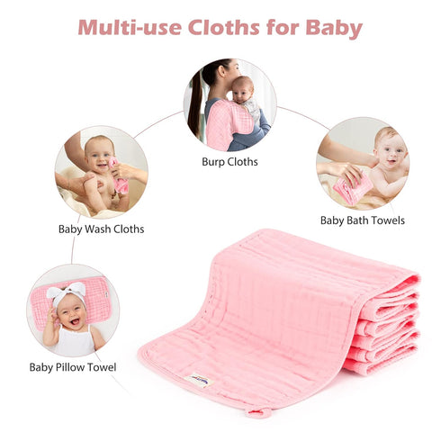 Maliton Muslin Burp Cloths for Baby Girl 6 Pack Large 20''x10'' 100% Cotton Burp Rags Absorbent and Soft 6 Layers Baby Burp Cloths Newborn Girl Es...