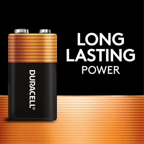 Duracell Coppertop 9V Battery, 2 Count Pack, 9-Volt Battery with Long-lasting Power, All-Purpose Alkaline 9V Battery for Household and Office Devi...