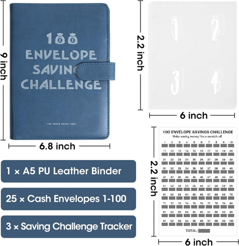 100 Envelopes Money Saving Challenge, Savings Challenges Book with Envelopes & Challenge Tracker, Motivational Process to Save $5050, 100 Envelope...