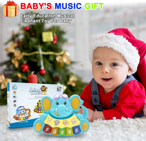 Baby Piano Toys 6 to 12 Months Early Learning Baby Girl Toys 6 to 12 Months Elephant Piano Keyboard Toys Infant Toys for 6-12-18 Month Light Up Mu...