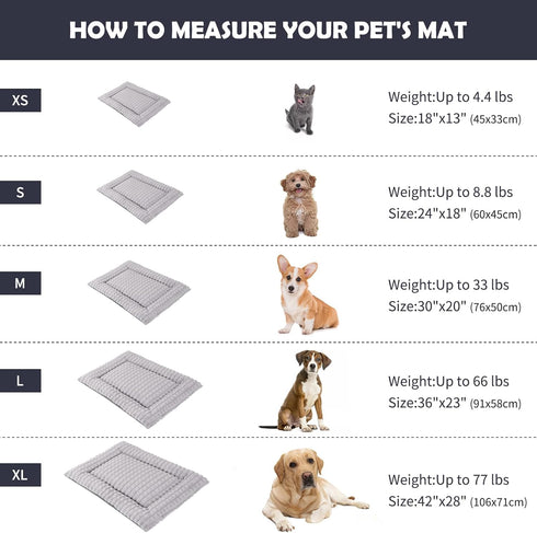 IEUUMLER Dog Bed, Reversible Washable Mat, Soft Premium Plush Dog Crate Pad, Pet Sleeping Mattress for Small/Medium/Large Dogs and Cats FC014 (Gra...