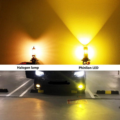 PHINLION H8 H11 LED Yellow Fog Light Bulbs, 3800 Lumens Super Bright H11LL H16 LED Bulb Replacement for Car Truck DRL and Fog Lights, 3000K Golden...