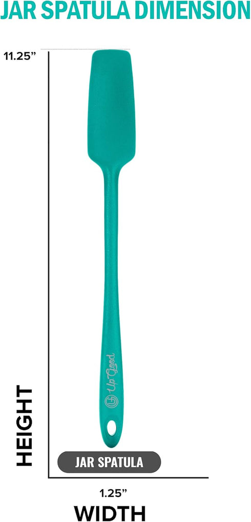 Silicone Jar Spatula | 600F Heat Resistant Non-Stick Rubber Scraper | Perfect for Jars, Smoothies, Blenders | One Piece Utensils | Durable Kitchen...