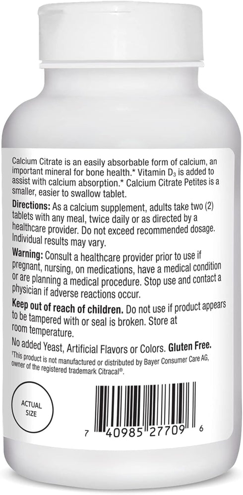 21st Century Calcium Citrate + D3 Petites Coated Tablets 200 ea...