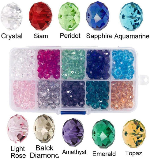 Wholesale Briolette Crystal Glass 500pcs 6mm Beads Finding Spacer Beads Faceted with Container Box Beads for Making Jewelry 10 Colors (6mm)...