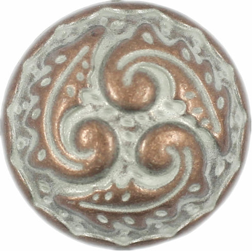 Bezelry 12 Pieces Ferns Swirl Domed Metal Shank Buttons. 18mm (11/16 inch) (Copper White Patina)...
