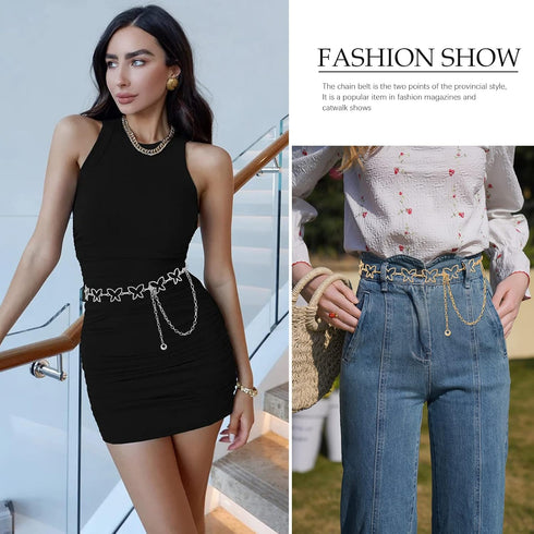 AWAYTR Waist Chains Belts for Women - Rhinestone Gold Silver Chain Belts for Dresses...