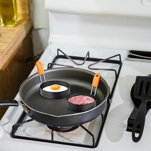 Egg Rings,Stainless Steel Griddle Frying Egg with Silicone Handle,Nonstick Egg Cooking Rings,Omelet Ring,Pancake Ring Round Cooking Rings Molds Fo...
