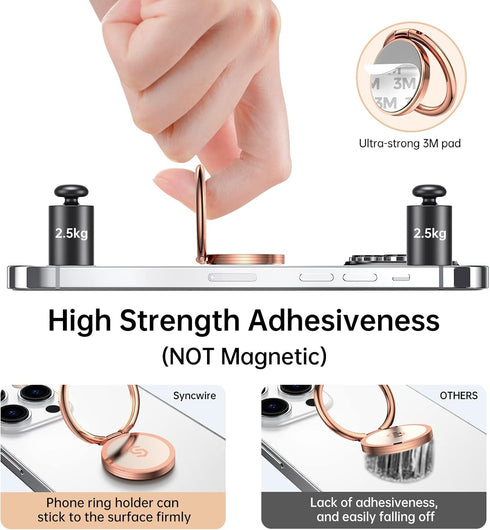 Syncwire Cell Phone Ring Holder Stand, 360 Degree Rotation Finger Ring Kickstand with Polished Metal Phone Grip for Magnetic Car Mount Compatible ...