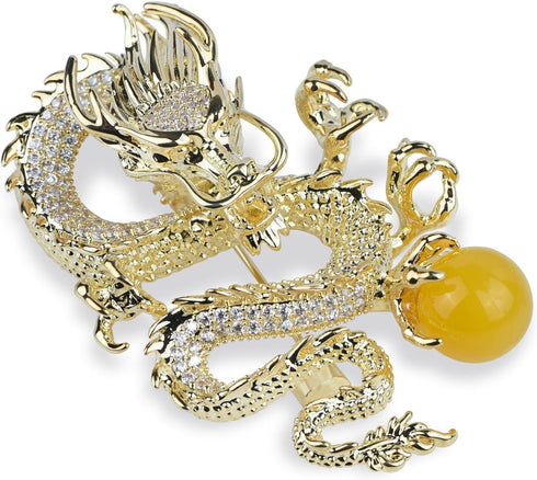 Vintage Large Crystal Flying Dragon Brooch Pin Rhinestone Animal Broach Badge Lapel Pin for Men Pendant...