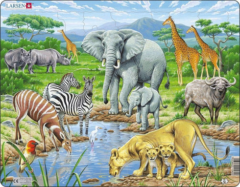 Larsen Puzzles African Savannah 65 Piece Children's Jigsaw Puzzle...