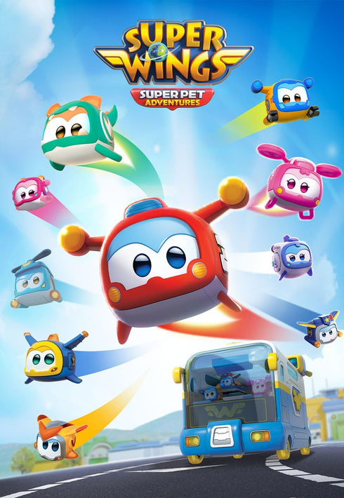 Super Wings Super Pets 4-Pack Collection Super Pets Jerome, Golden Boy, Shine, Ellie, Vehicle Action Figure, with Light Effect and Change Emotion ...