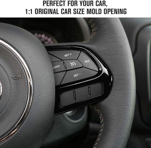 3PCS Car Steering Wheel Cover Trim Interior Accessories for Jeep Renegade 2015-2023 for Jeep Compass 2017-2020 (Black)...